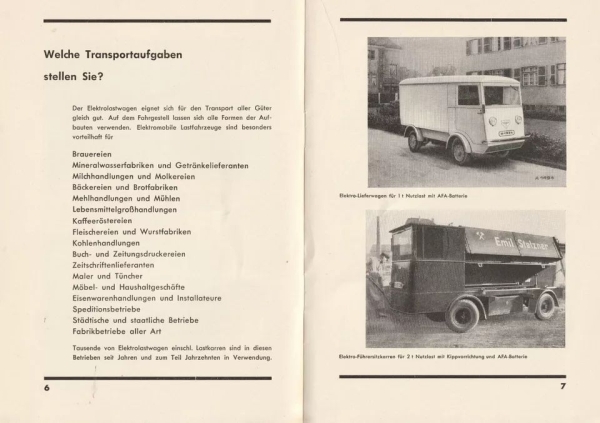 AFA Accumulator-Vehicles Modelprogram 1936 "Wirtschaftlich transportieren" Truck-Brochure  (3335)
